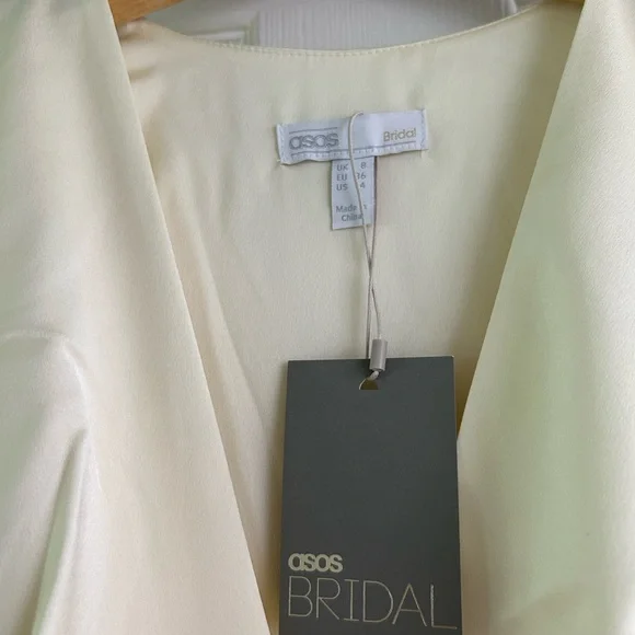 ASOS Wedding Dress - Off-White Satin, Retro Hollywood Glamour NWT Size 4 - Picture 6 of 14